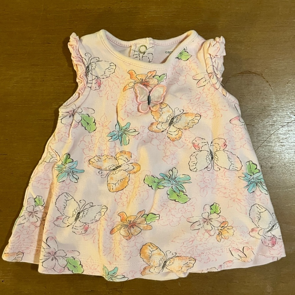 Carter’s Butterfly Onesie Dress Newborn NB Pink